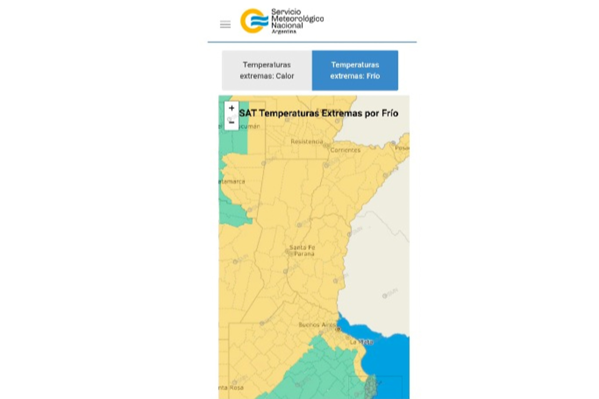 Alerta amarilla por bajas temperaturas en todo el territorio provincial